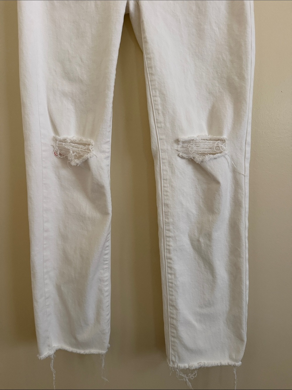 PAIGE White Distressed Straight-Leg Jeans - Picture 6 of 13